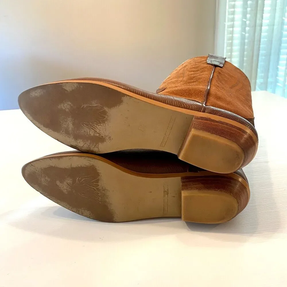 Women's Two-Tone Brown Western Ankle Boots